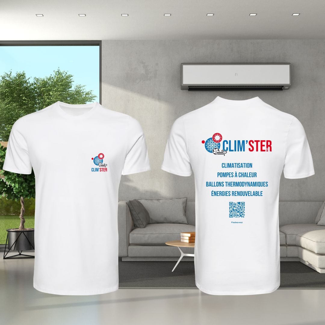 Mockup des t-shirt Clim'ster transfert DTF avec QR code by Komébat